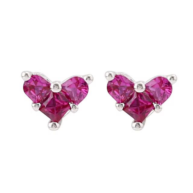 925 Sterling Silver Crystal Heart Earrings for Women