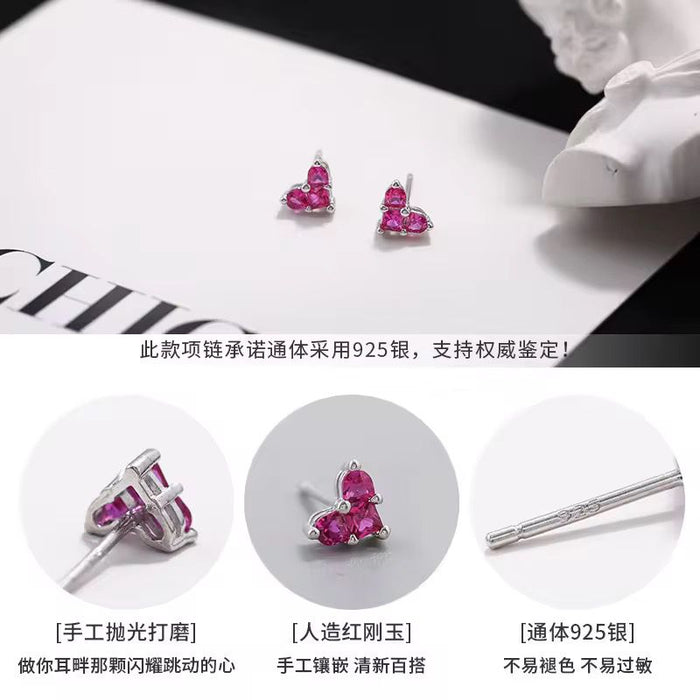 925 Sterling Silver Crystal Heart Earrings for Women