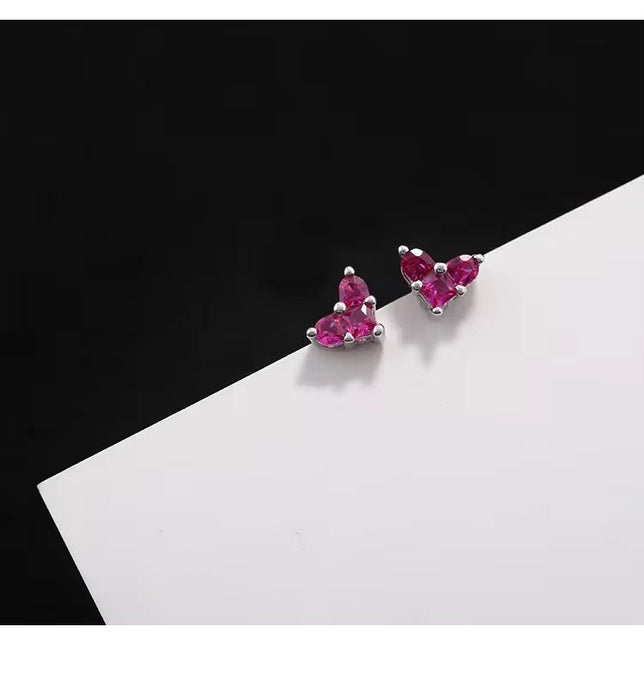 925 Sterling Silver Crystal Heart Earrings for Women