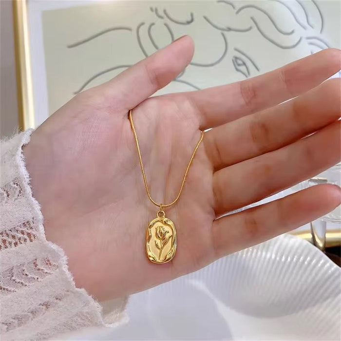 18K PVD Gold Plated Flower Tulip Necklace Jewelry for Women