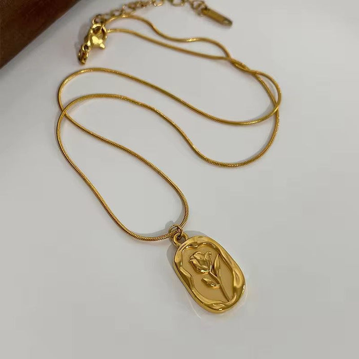 18K PVD Gold Plated Flower Tulip Necklace Jewelry for Women