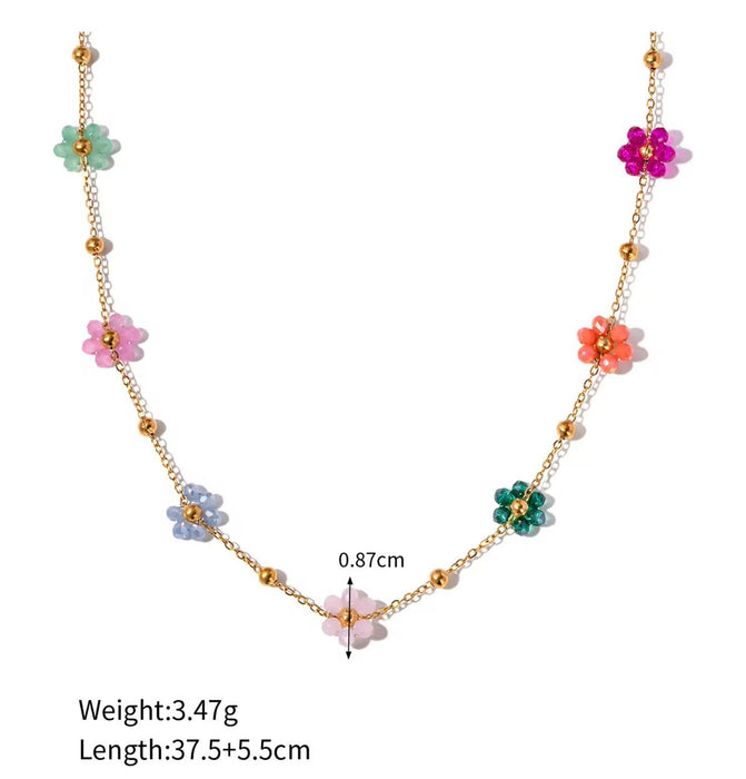 18K PVD Gold Plated Flower Necklace Jewelry for Women
