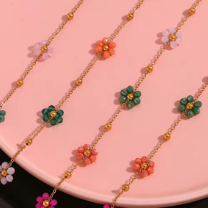 18K PVD Gold Plated Flower Necklace Jewelry for Women