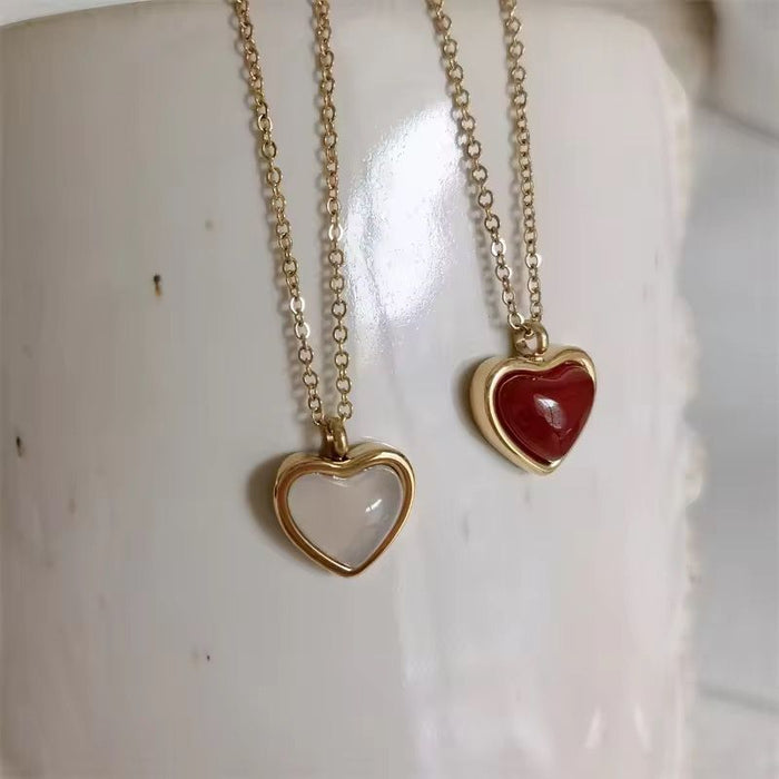 18K PVD Real Gold-Plated Red Heart Necklace for Women