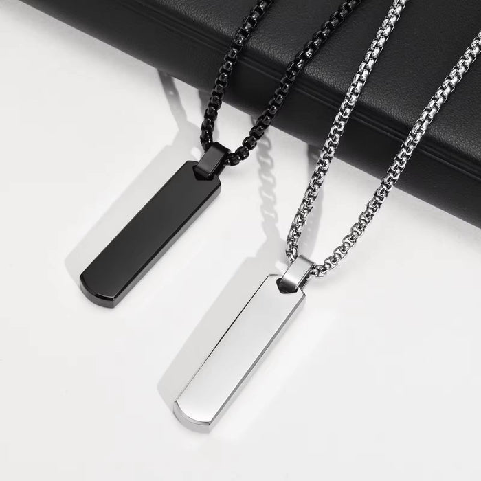 Men's Simple Pendant Stainless Steel Three-Dimensional Rectangular Geometric Necklace
