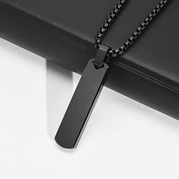 Men's Simple Pendant Stainless Steel Three-Dimensional Rectangular Geometric Necklace