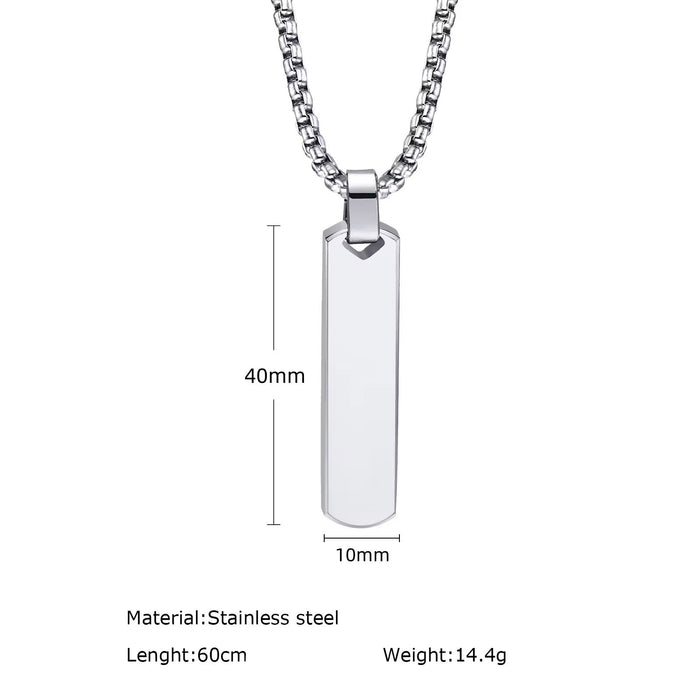 Men's Simple Pendant Stainless Steel Three-Dimensional Rectangular Geometric Necklace