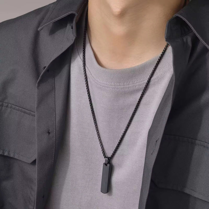 Men's Simple Pendant Stainless Steel Three-Dimensional Rectangular Geometric Necklace