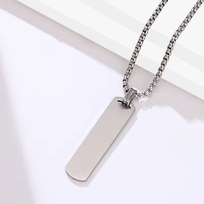 Men's Simple Pendant Stainless Steel Three-Dimensional Rectangular Geometric Necklace
