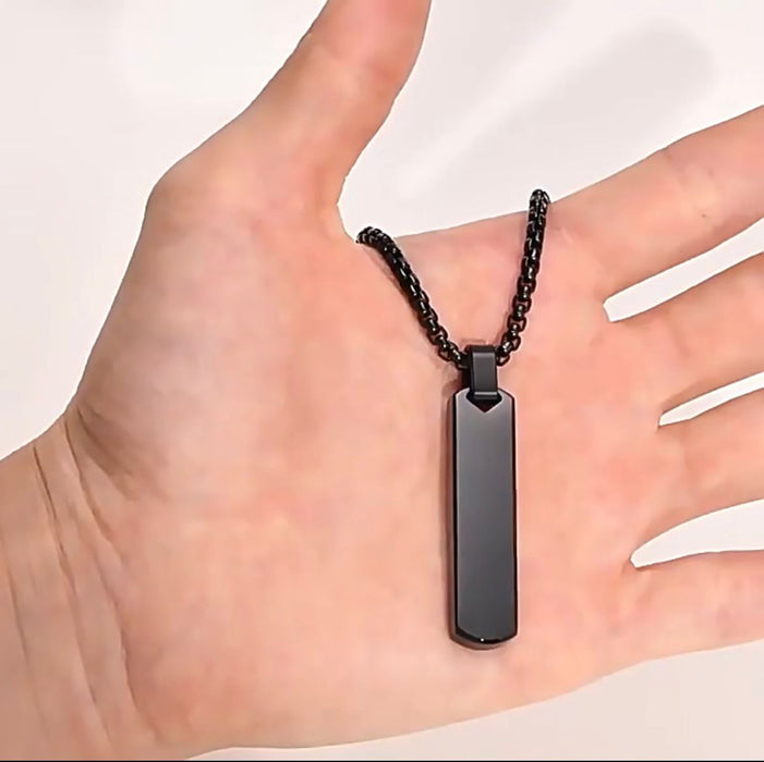 Men's Simple Pendant Stainless Steel Three-Dimensional Rectangular Geometric Necklace