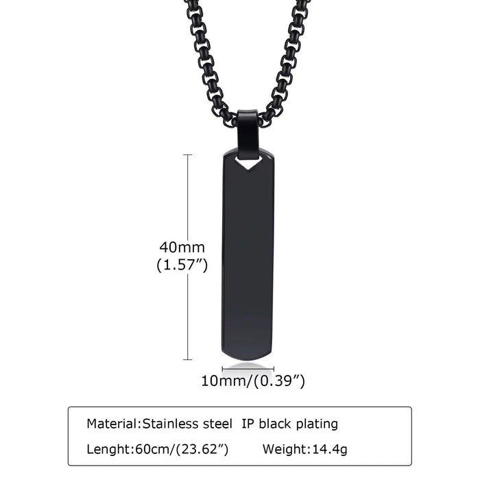 Men's Simple Pendant Stainless Steel Three-Dimensional Rectangular Geometric Necklace