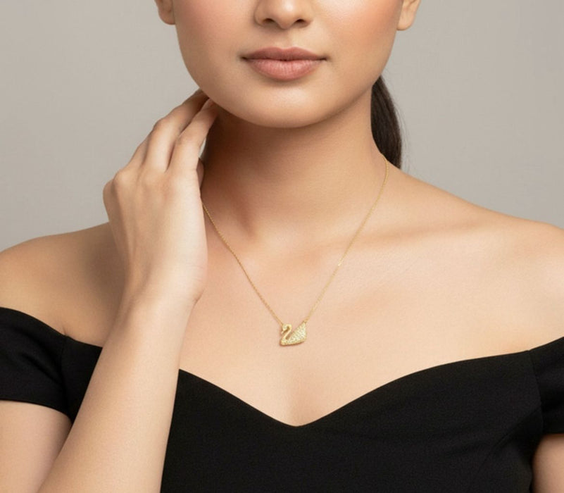 18K Real Gold-Plated Stainless-Steel Swan Necklace for Women