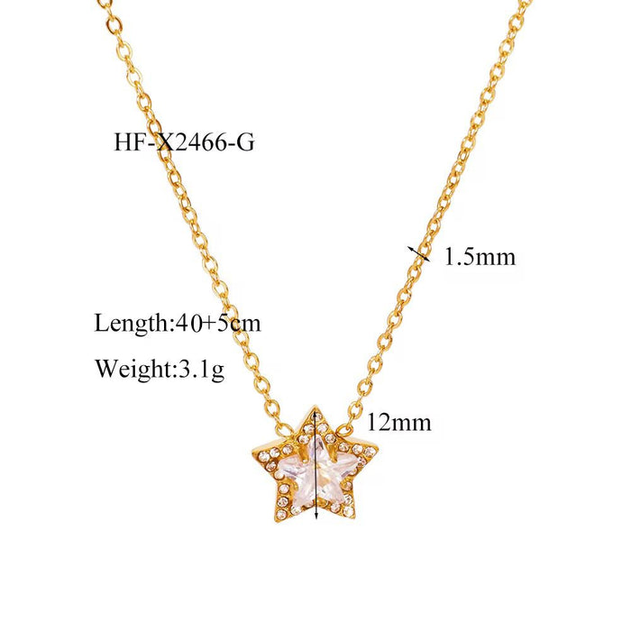 18K Real Gold-Plated Star CZ Zircon Pendant Necklace for Women