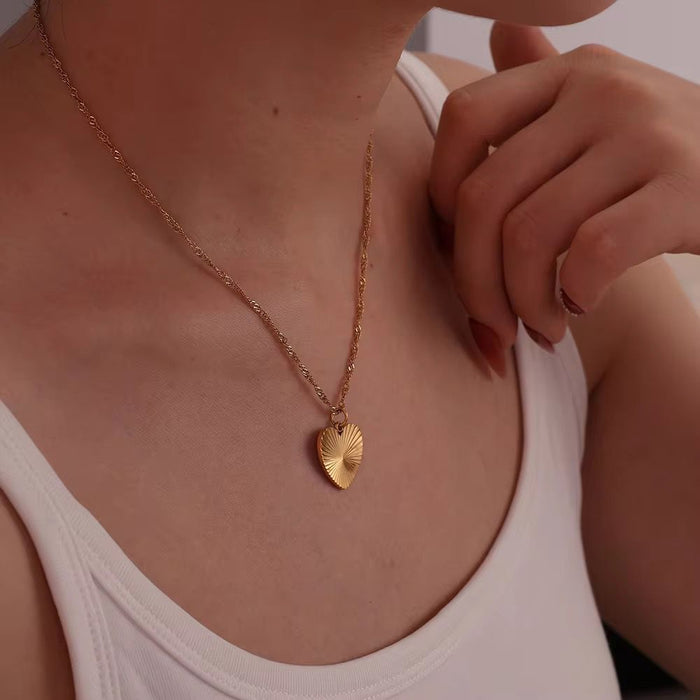 18K Real Gold-Plated Shimmering Love Pendant Necklace for Women