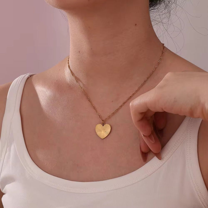 18K Real Gold-Plated Shimmering Love Pendant Necklace for Women