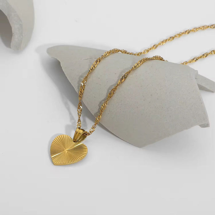 18K Real Gold-Plated Shimmering Love Pendant Necklace for Women