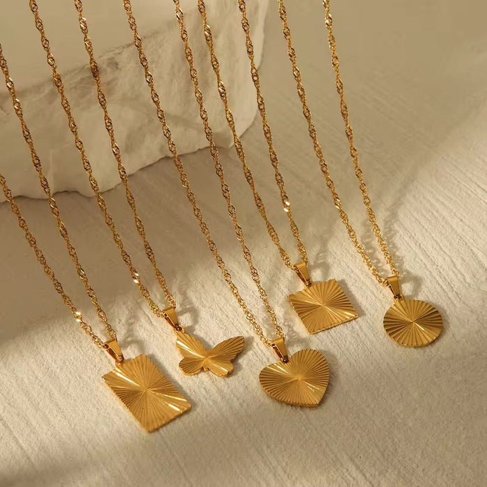 18K Real Gold-Plated Shimmering Love Pendant Necklace for Women