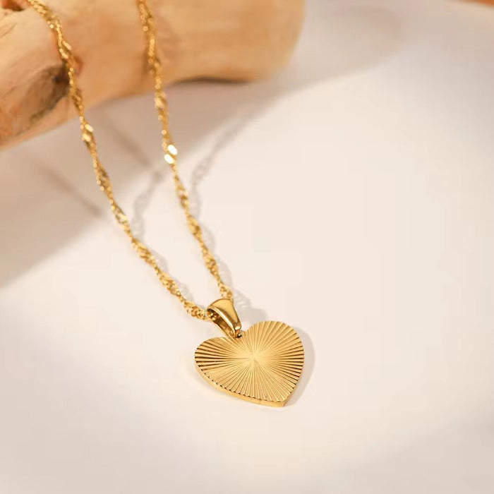 18K Real Gold-Plated Shimmering Love Pendant Necklace for Women