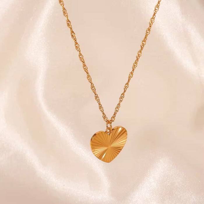 18K Real Gold-Plated Shimmering Love Pendant Necklace for Women