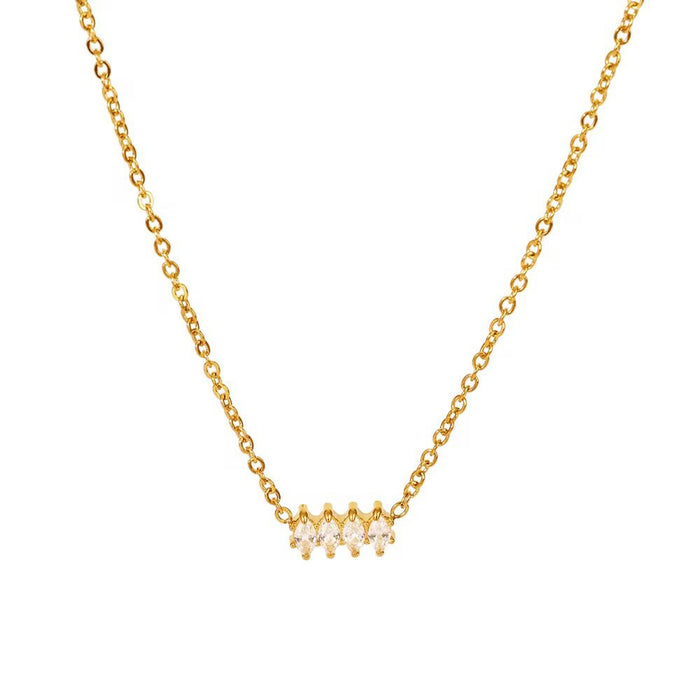 18K Real Gold-Plated Shiny Zircon Pendant Necklace for Women