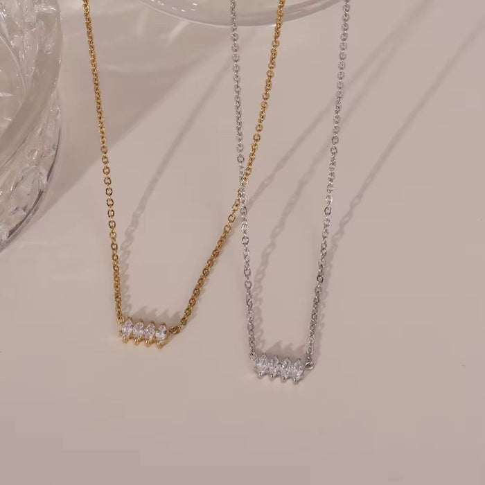 18K Real Gold-Plated Shiny Zircon Pendant Necklace for Women