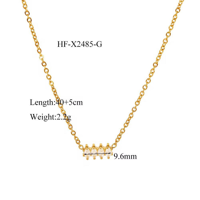 18K Real Gold-Plated Shiny Zircon Pendant Necklace for Women