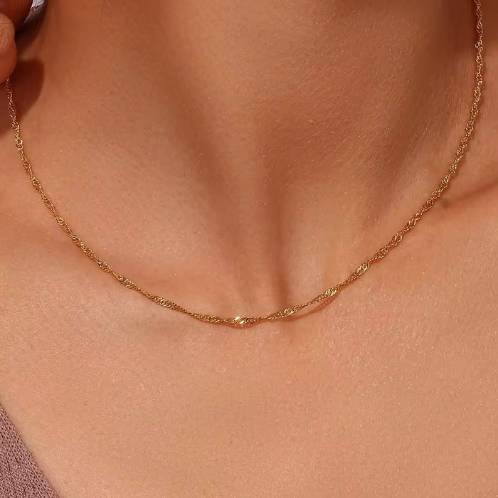 18K Real Gold-Plated Luxury Daily Wear Rope Chain for Women