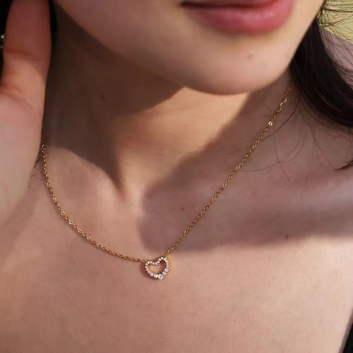 18K Real Gold-Plated Luxury Heart Pendant Necklace for Women
