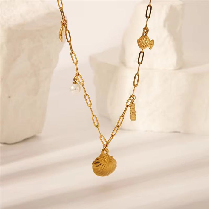 18K Real Gold-Plated Classy Ocean Necklace for Women