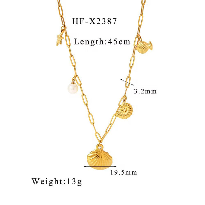 18K Real Gold-Plated Classy Ocean Necklace for Women
