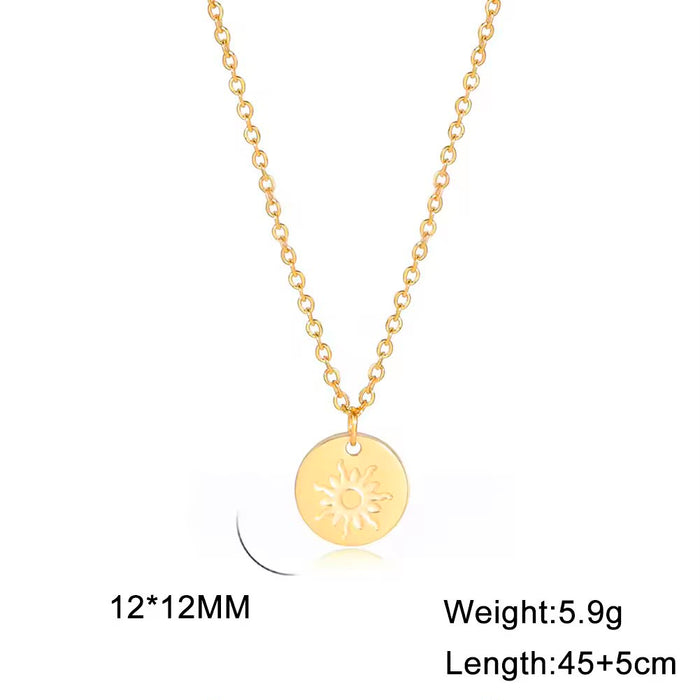 Spiritual 18K Real Gold-Plated Stainless-Steel Sun Energy Necklace for Women