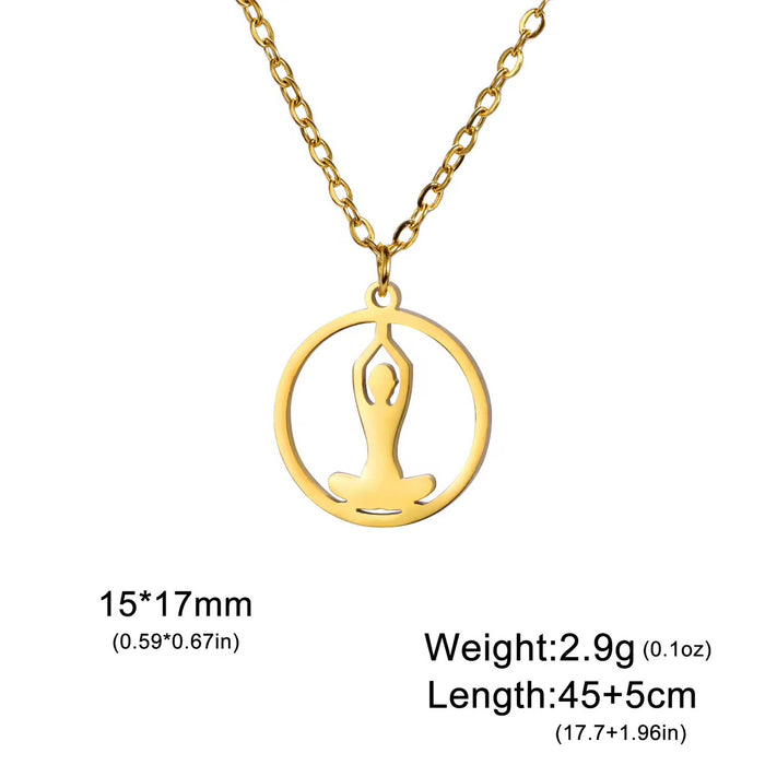 Spiritual 18K Real Gold-Plated Stainless-Steel Soulful Yoga Necklace for Women