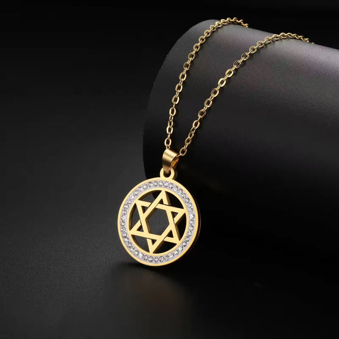 Spiritual 18K Real Gold-Plated Stainless-Steel Swastika Necklace for Women