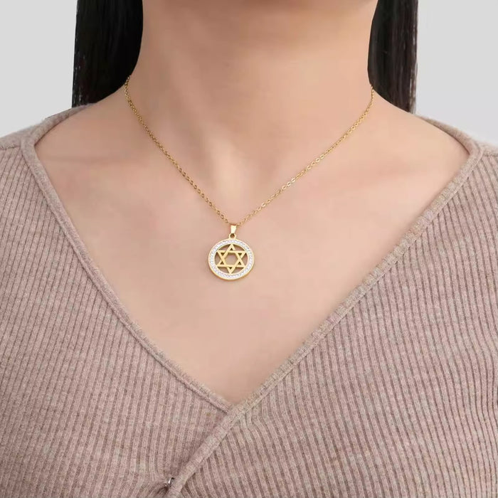 Spiritual 18K Real Gold-Plated Stainless-Steel Swastika Necklace for Women
