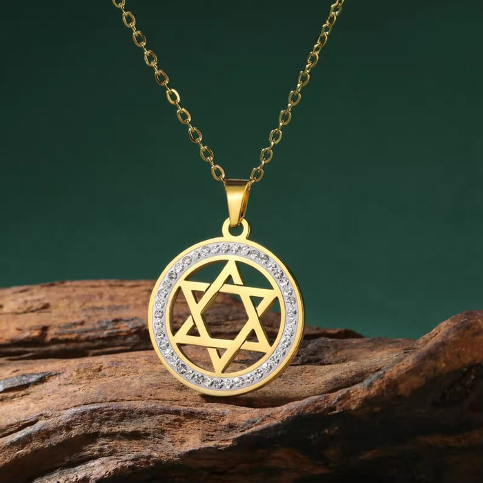 Spiritual 18K Real Gold-Plated Stainless-Steel Swastika Necklace for Women