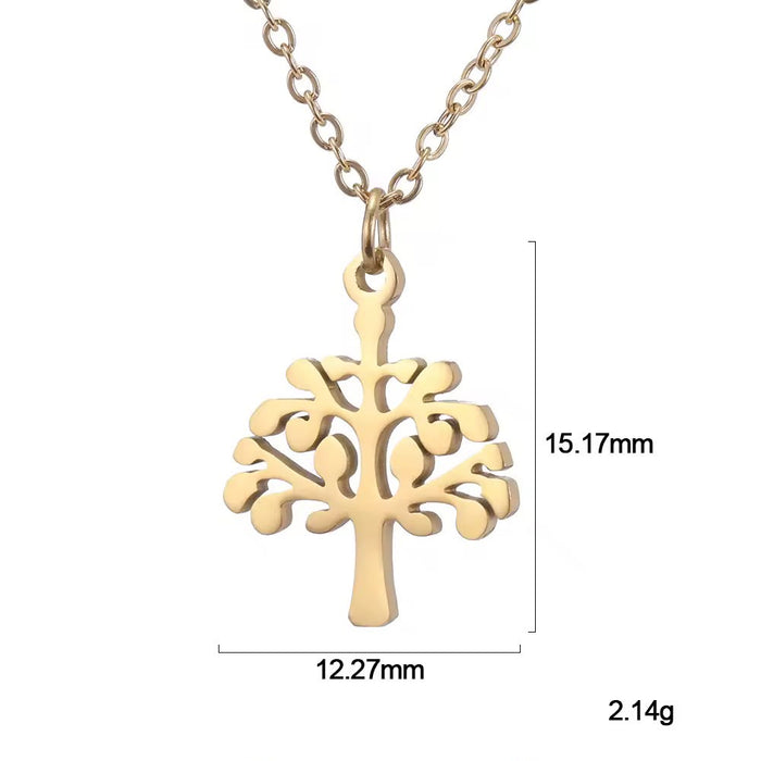 Spiritual 18K Real Gold-Plated Stainless-Steel Lucky Tree of Life Necklace for Women