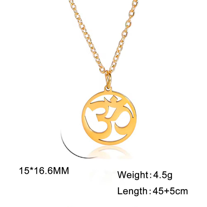 Spiritual 18K Real Gold-Plated Stainless-Steel OM Lord Shiva Necklace for Women