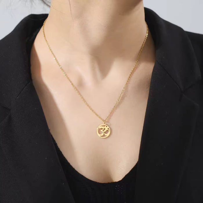 Spiritual 18K Real Gold-Plated Stainless-Steel OM Lord Shiva Necklace for Women