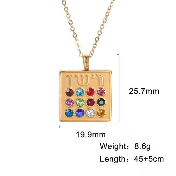 Spiritual 18K Real Gold-Plated Stainless-Steel Lucky Birthstone Necklace for Women