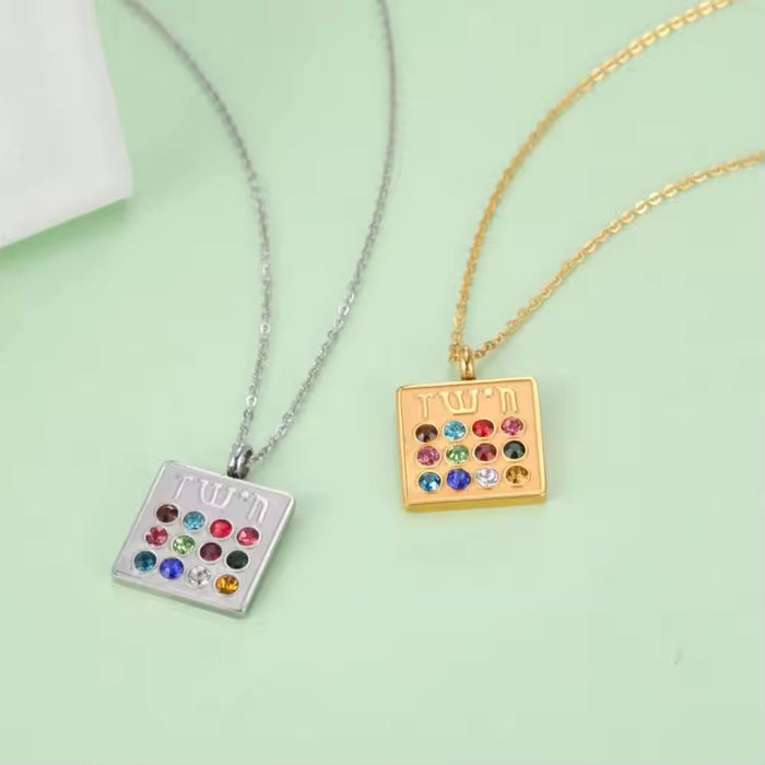 Spiritual 18K Real Gold-Plated Stainless-Steel Lucky Birthstone Necklace for Women