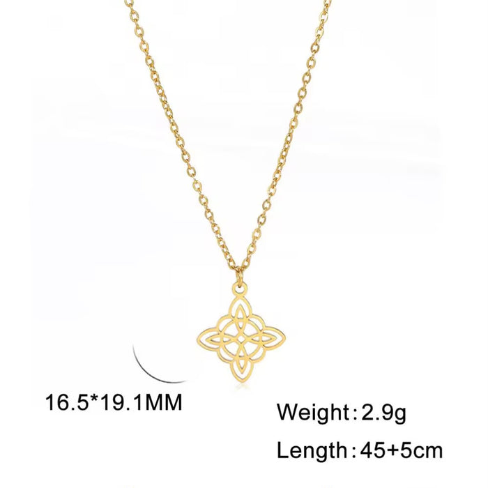 Spiritual 18K Real Gold-Plated Stainless-Steel Evil Protect Witchcraft Necklace for Women