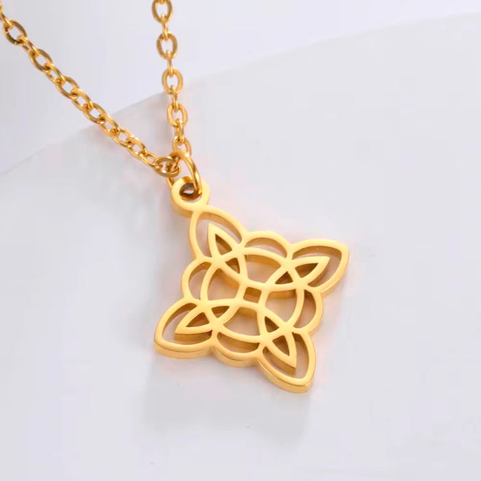 Spiritual 18K Real Gold-Plated Stainless-Steel Evil Protect Witchcraft Necklace for Women