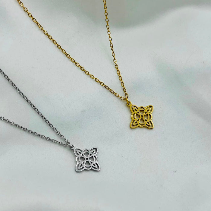 Spiritual 18K Real Gold-Plated Stainless-Steel Evil Protect Witchcraft Necklace for Women