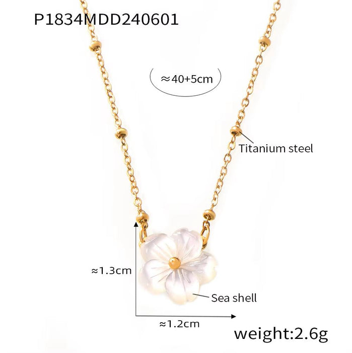 18K Gold Plated Elegant Natural Seashell Flower Necklace