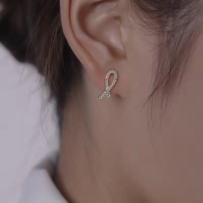 925 Sterling Silver Gold Plated Cute Cross Shape Zircon Stud Earrings for Women