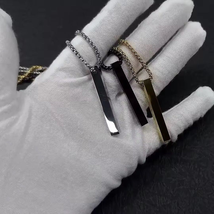 Men's Jewelry Rectangle Pendant Necklace Men Classic Stainless Steel Link Chain