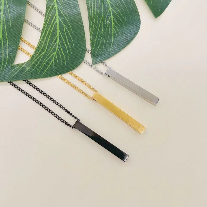 Men's Jewelry Rectangle Pendant Necklace Men Classic Stainless Steel Link Chain