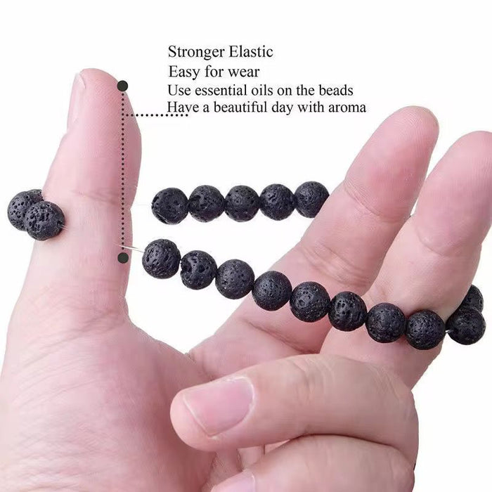 Pack of Men's Hypoallergic Jewelry Spiral Bar Pendant Necklace Stainless Steel Chain & Volcanic Stone Bracelet