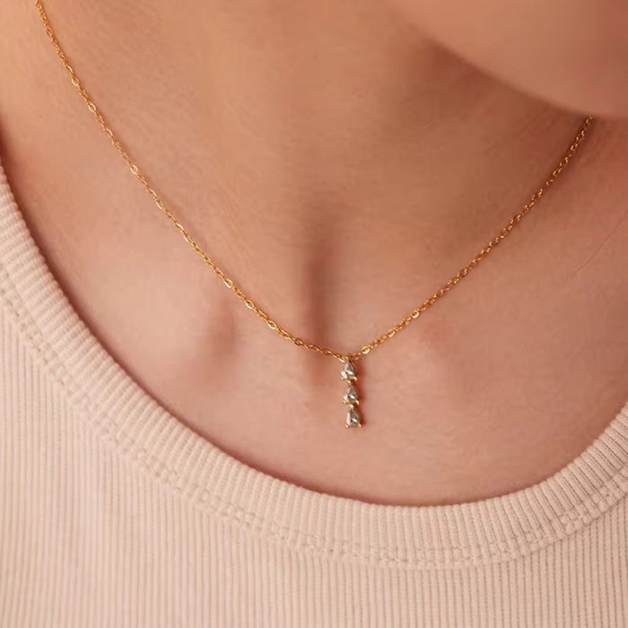 18K Real Gold-Plated Sparkling Zircon Tiny Waterdrop Pendant Necklace for Women