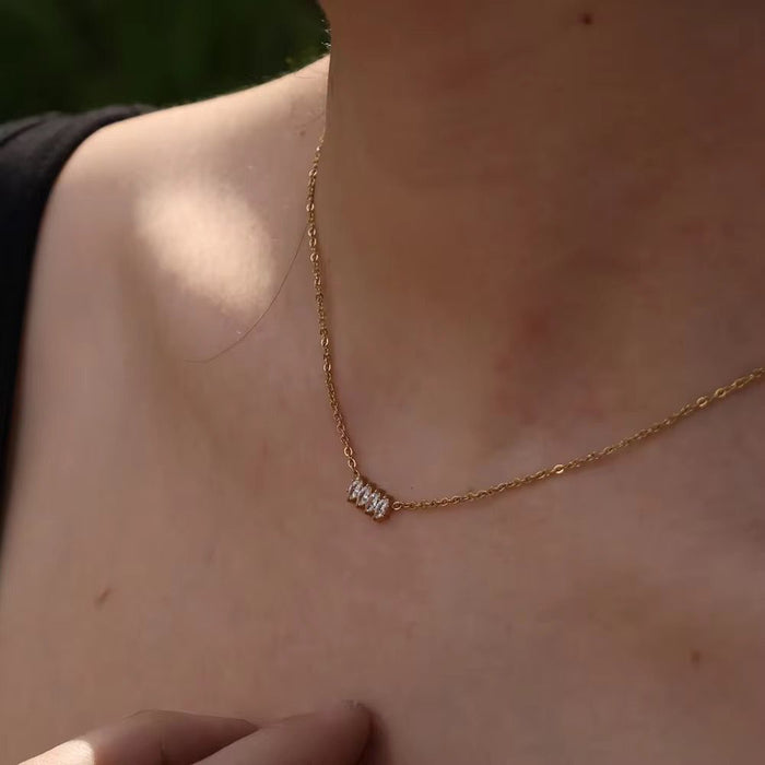 18K Real Gold-Plated Shiny Zircon Pendant Necklace for Women